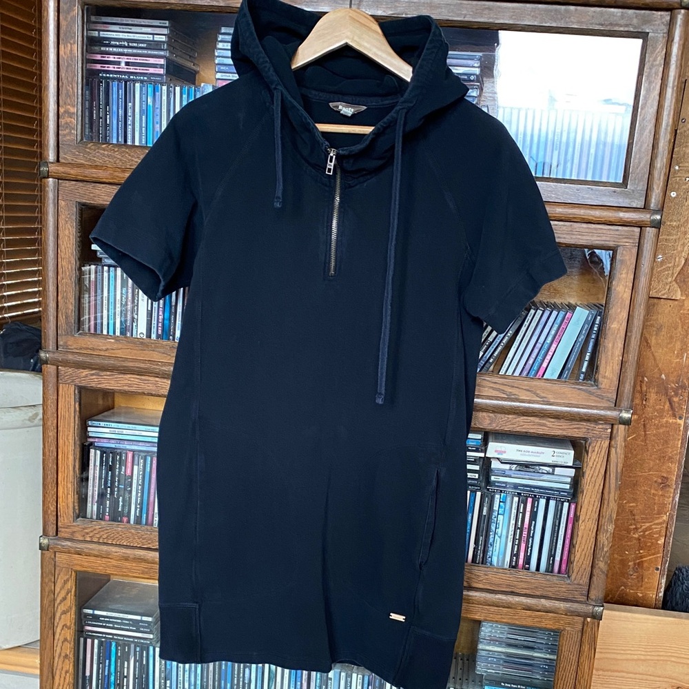 ROOTS Vintage Short-Sleeve Tunic/Mini Black Hoodie Size Large